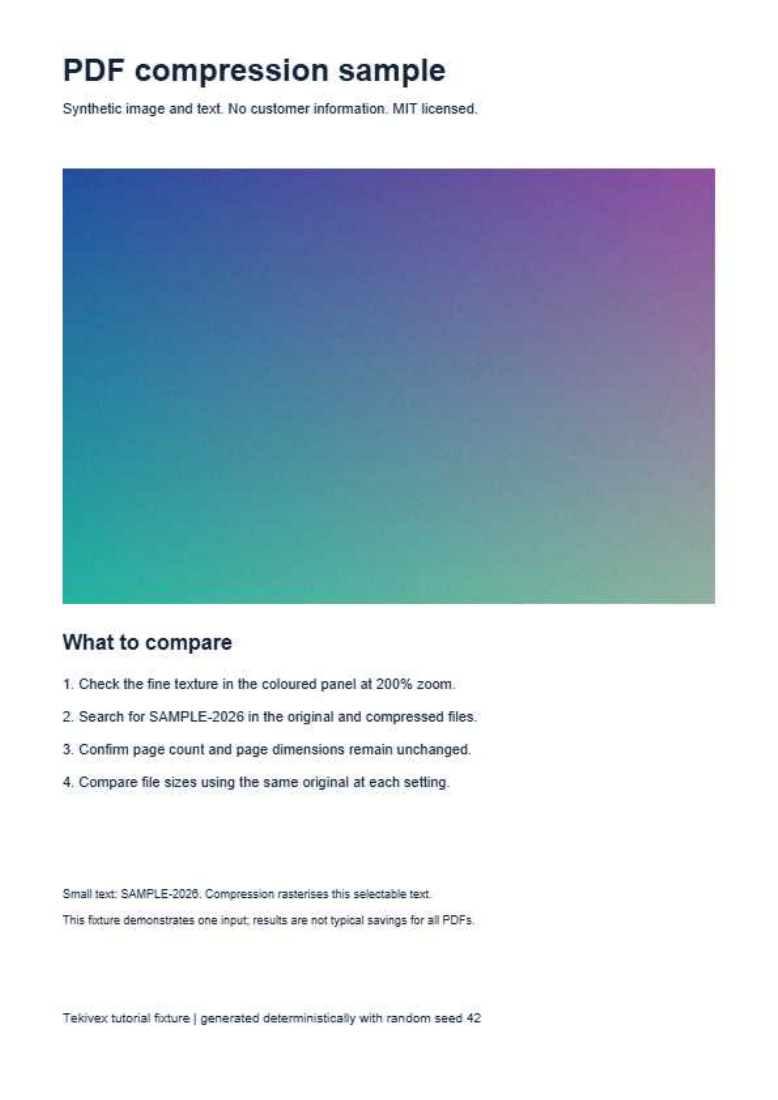 Strong compression output: texture and small text are visibly softer